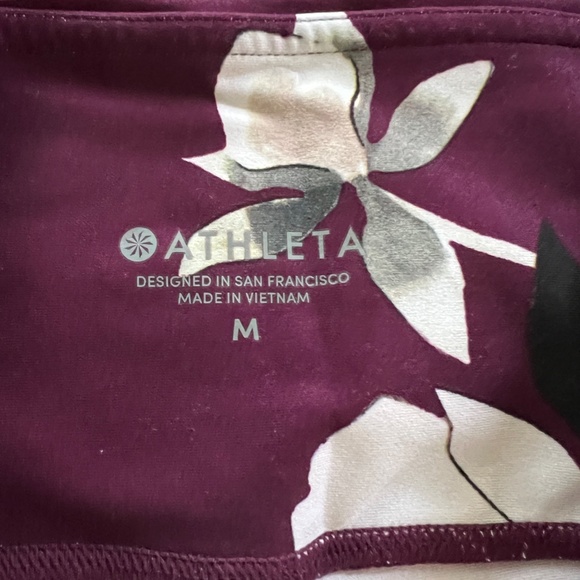 Plum/Burgundy Floral Athleta leggings - Picture 3 of 3